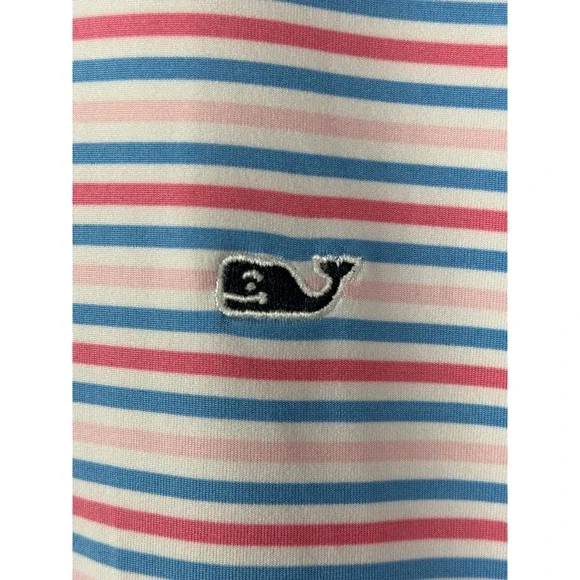 Vineyard Vines Polo Shirt XL Pink Blue Stripe Short Sleeve Mens - Picture 6 of 11
